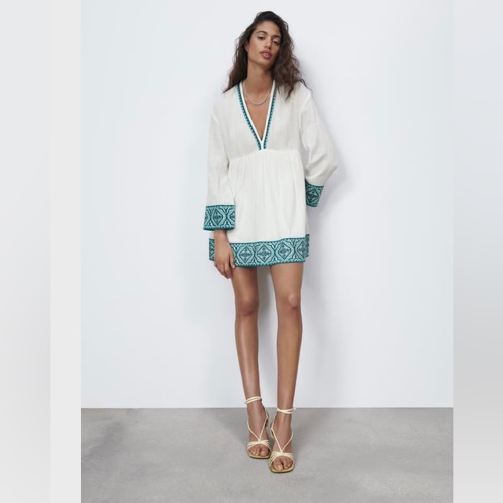 Zara Deep V Gauze Dress